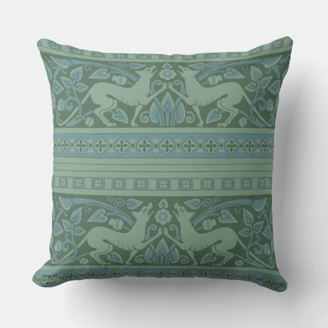 Art Deco Nouveau Hund Natur Tiermuster Kissen (Vorderseite)