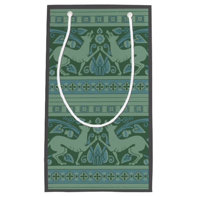Art Deco Nouveau Hund Natur Tiermuster Kleine Geschenktüte (Vorderseite)