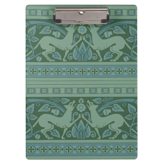Art Deco Nouveau Hund Natur Tiermuster Klemmbrett (Vorderseite)