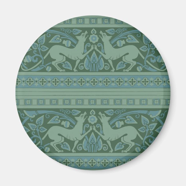 Art Deco Nouveau Hund Natur Tiermuster Magnet (Vorne)