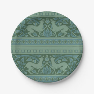 Art Deco Nouveau Hund Natur Tiermuster Pappteller