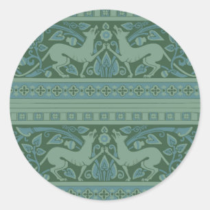 Art Deco Nouveau Hund Natur Tiermuster Runder Aufkleber