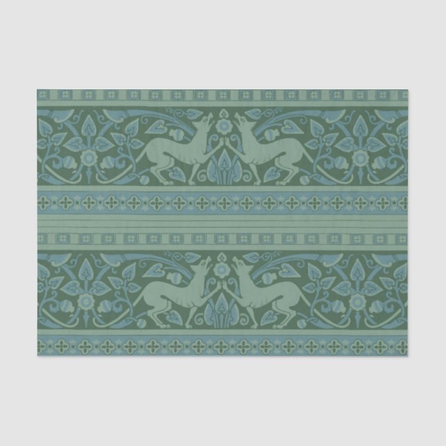 Art Deco Nouveau Hund Natur Tiermuster Seidenpapier (Vorderseite)