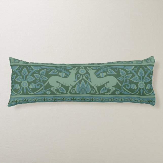 Art Deco Nouveau Hund Natur Tiermuster Seitenschläferkissen (Vorderseite)