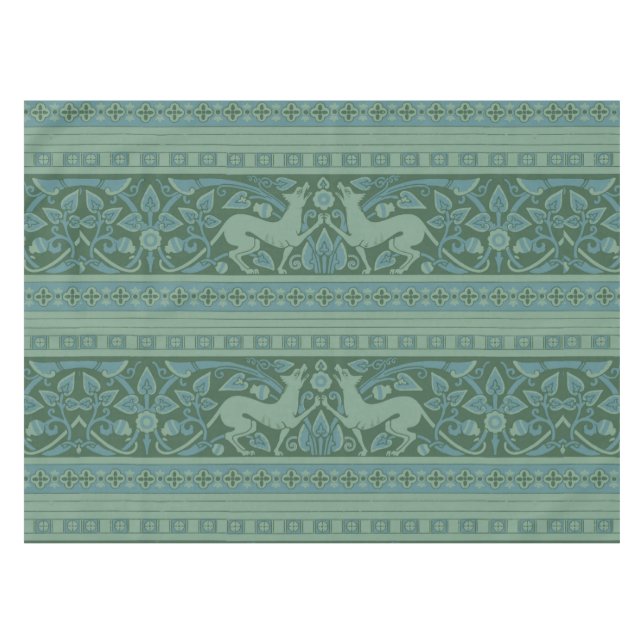 Art Deco Nouveau Hund Natur Tiermuster Tischdecke (Vorderseite (Horizontal))