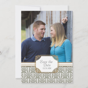 Art Deco Nouveau Moderner Fächerschalen-Muster Save The Date