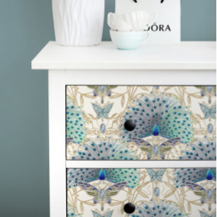 Art Deco Nouveau Peacock Butterfly Gold Decoupage Seidenpapier