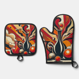 Art Deco Ofenhandschuh & Topflappen-Set