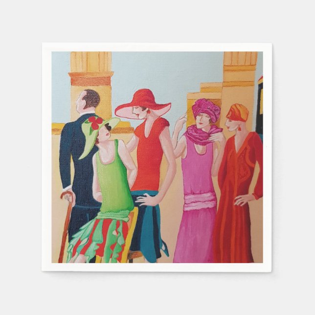 Art Déco - Ölgemälde Serviette (Vorderseite)