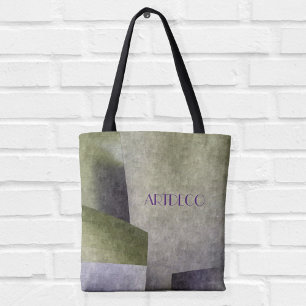 Art Deco Olivenweg Grün und Lila Abstrakt Tasche
