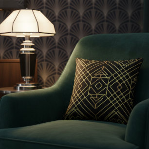 Art déco or élégant design jeter oreiller