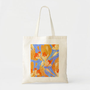 Art Deco Orange Blume von Seguy - Beutel Tragetasche