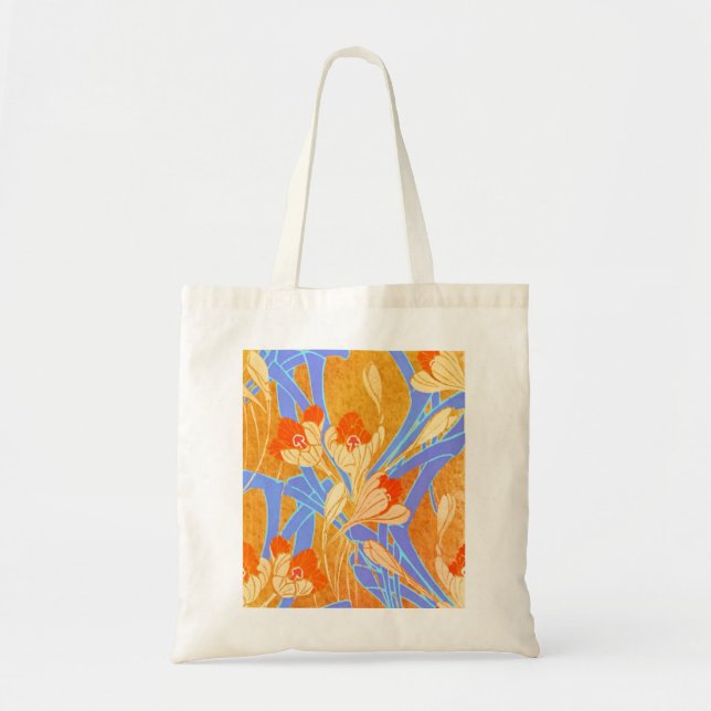 Art Deco Orange Blume von Seguy - Beutel Tragetasche (Vorne)