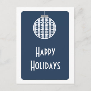 Art Deco Ornament Postcard, Dunkelblau Feiertagspostkarte