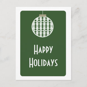 Art Deco Ornament Postcard, Holly Green Feiertagspostkarte