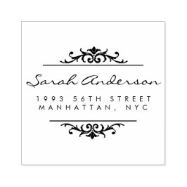 Art Deco Ornament & Stilvolle Script-Rücksendeadre Gummistempel