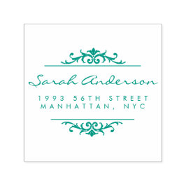 Art Deco Ornament & Stilvolle Script-Rücksendeadre Permastempel