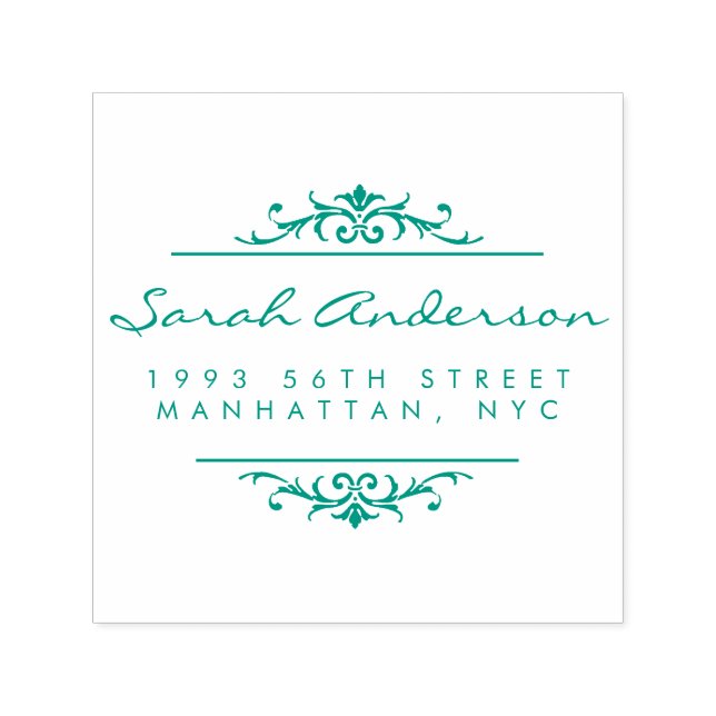 Art Deco Ornament & Stilvolle Script-Rücksendeadre Permastempel (Design)