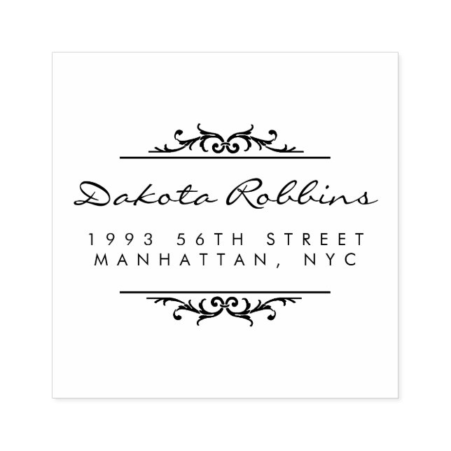 Art Deco Ornamente & Kalligraphie Rücksendeadresse Gummistempel (Prägung)