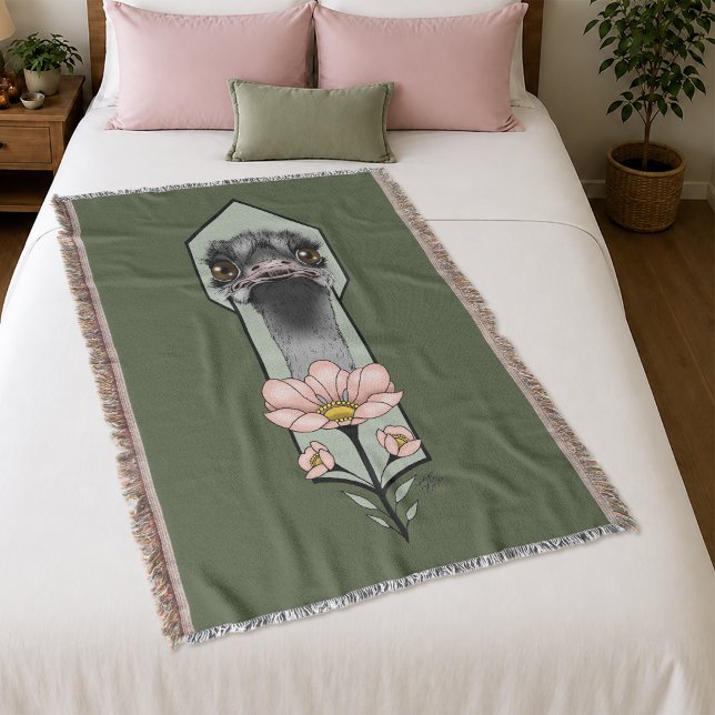 Art Deco Ostrich Blume Green Decke (Von Creator hochgeladen)