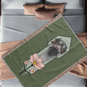 Art Deco Ostrich Blume Green Decke