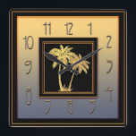 Art Deco Palm Platz Quadratische Wanduhr<br><div class="desc">Ich habe diese Art Deco Palm Wall Uhr mit Farbstilen und Elementen erstellt, die ich gefärbt habe. Ich habe das Ergebnis Liebe. Diese Wanduhr würde auf jedermanns Wand großartig aussehen. Es hat eine Touch Glamour darüber. Die Ziffern sind im Deko-Stil. Würde Anzug schlichte oder sympathische Dekoration.</div>