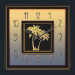 Art Deco Palm Platz Quadratische Wanduhr<br><div class="desc">Ich habe diese Art Deco Palm Wall Uhr mit Farbstilen und Elementen erstellt,  die ich gefärbt habe. Ich habe das Ergebnis Liebe. Diese Wanduhr würde auf jedermanns Wand großartig aussehen. Es hat eine Touch Glamour darüber. Die Ziffern sind im Deko-Stil. Würde Anzug schlichte oder sympathische Dekoration.</div>
