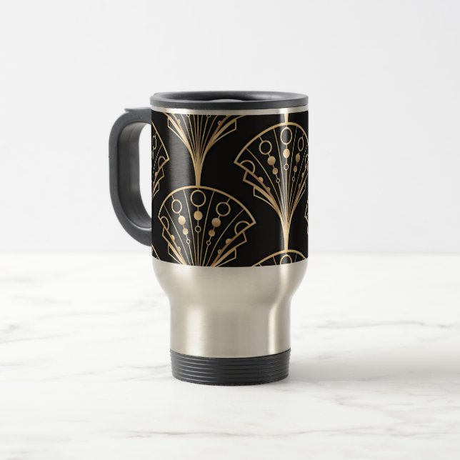 Art Deco Palmette Muster Reisebecher (Vorderseite Links)