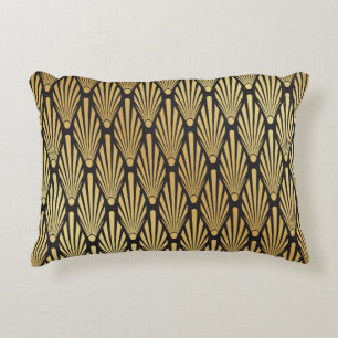 Art Deco Palms: Schwarzes Gold. Dekokissen