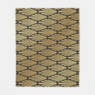 Art Deco Palms: Schwarzes Gold. Fleecedecke