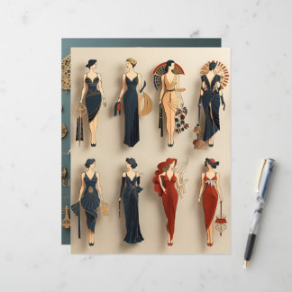 Art Deco Paper Dolls Scrapbook Paper