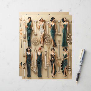 Art Deco Paper Dolls Scrapbook Paper