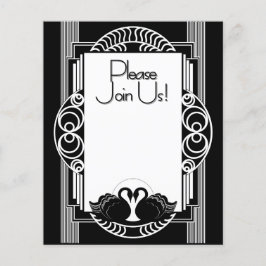 Art Deco Pariser Schwarz-Weiß-Schwäne Flyer