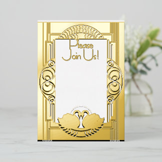 Art Deco Pariser Vintage Schwäne Folieneinladung