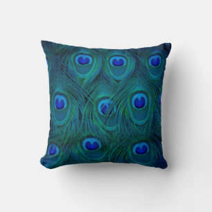 Art Deco Parisian Aquamarin Green Peacock Feather Kissen
