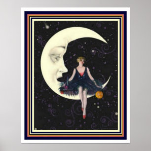 Art déco "partie sur la lune" 16 x affiche 20