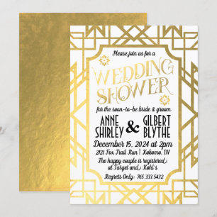 Art Deco Pastellfarben Polterabend Gatsby Gold Einladung