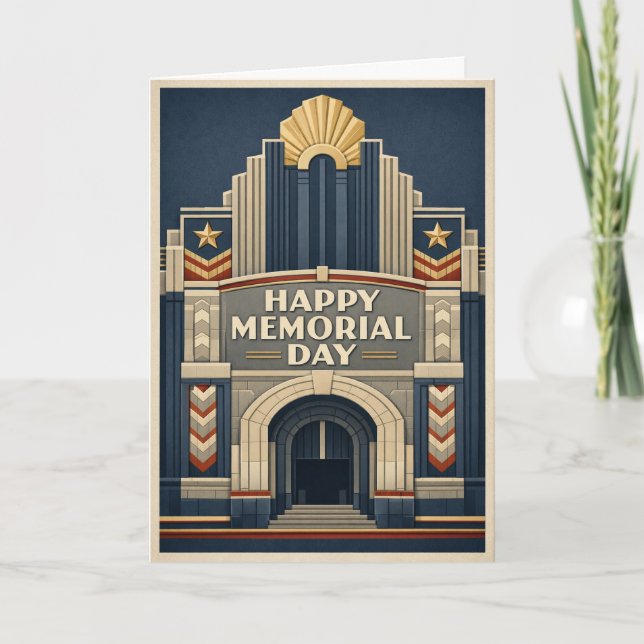 Art Deco Patriotic Architecture Memorial Day Karte (Vorderseite)
