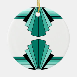 Art Deco Pattern in Greens Keramikornament
