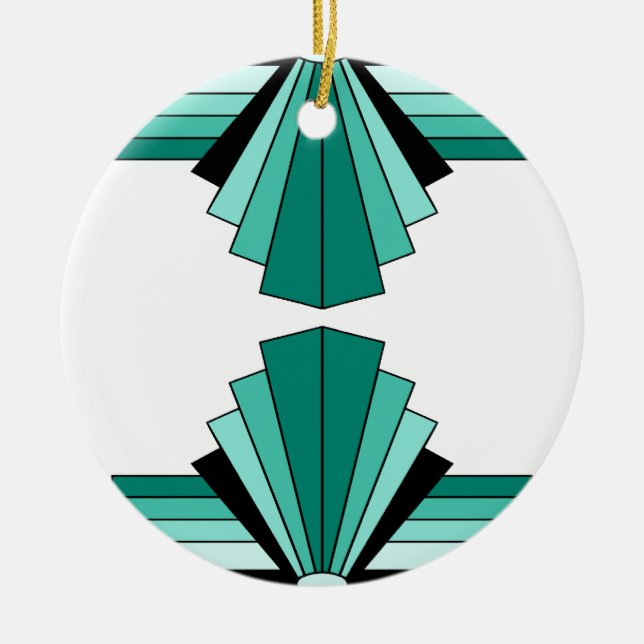 Art Deco Pattern in Greens Keramikornament (Vorne)