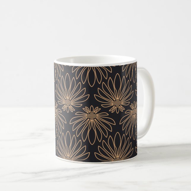 Art Deco pattern with gold floral motifs  Kaffeetasse (VorderseiteRechts)