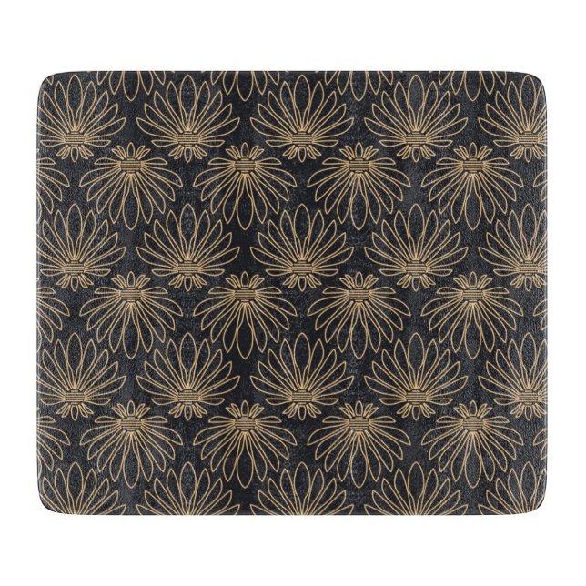 Art Deco pattern with gold floral motifs  Schneidebrett (Vorderseite)