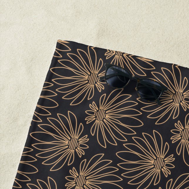 Art Deco pattern with gold floral motifs  Strandtuch (Beispiel)