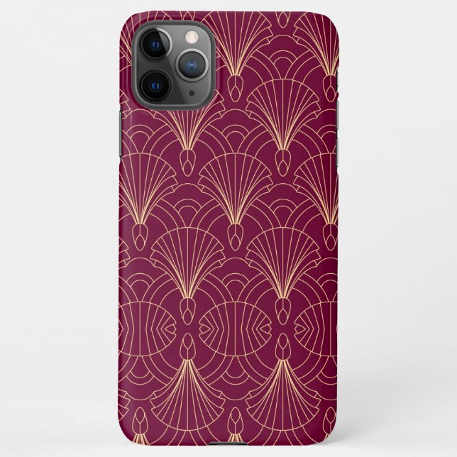 Art Deco pattern with gold geometric fan motifs  iPhone Hülle (Rückseite)