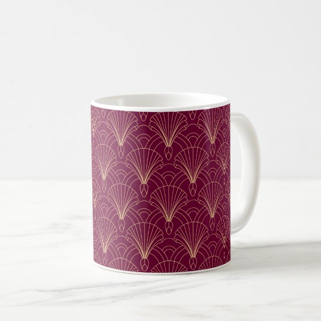 Art Deco pattern with gold geometric fan motifs  Kaffeetasse (VorderseiteRechts)