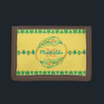 Art Deco Peacock Feather Monogram Stift Border Tri-fold Portemonnaie<br><div class="desc">Dieses schöne, aufwändige, moderne Design der Brieftasche sieht Vintag Art Déco / Art Nouveau 20's Stil aus. In der Mitte können Sie Ihren Namen und das Monogramm in den Kreis einfügen, der aus einem abstrakten Pfauenfedermotiv besteht. Das Portemonnaie hat einen sich wiederholenden Deko, der ein Schablonenmuster blühe, das an der...</div>