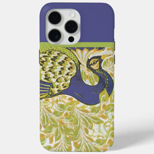 Art Deco Peacock iPhone 15 Pro Max Hülle (Rückseite)
