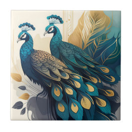 Art Deco Peacocks Fliese