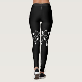 Art Deco Perlen Schwarz-Weiß Muster Leggings