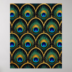 Art Deco Pfauenfeder Geometrische Kunst Poster
